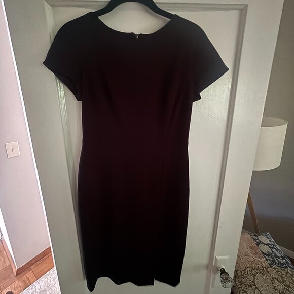 Maggie London Black Sheath Dress with Asymmetrical Neckline- 4P - Picture 2 of 4